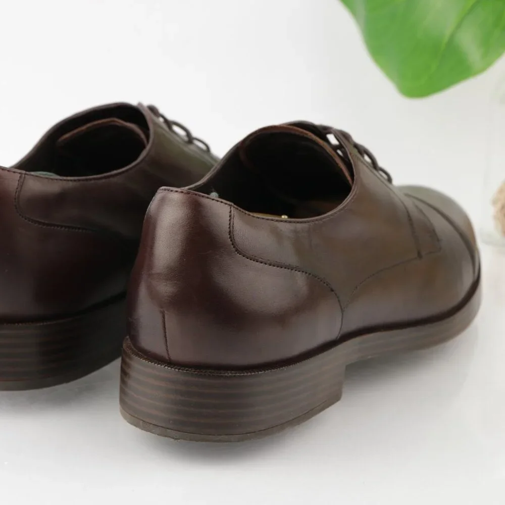 Cole Haan Mens Henry GrandOS Oxfords Size 11 M Brown Leather Cap Toe Dress Shoes